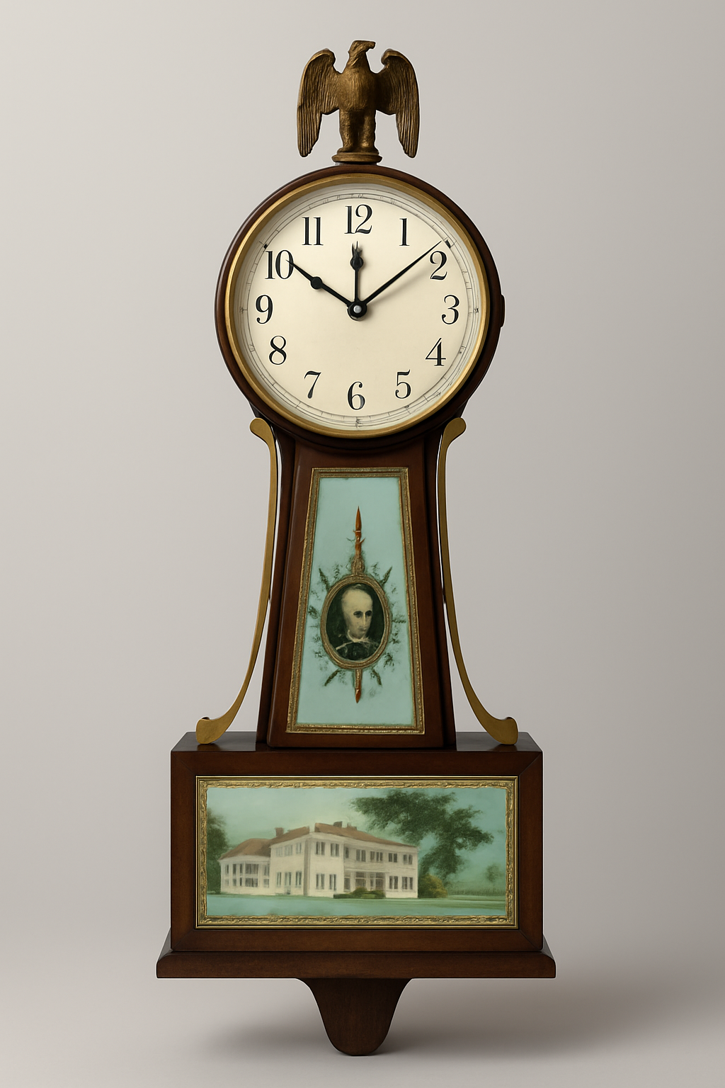 Antique Banjo Wall Clock with Glass Panels