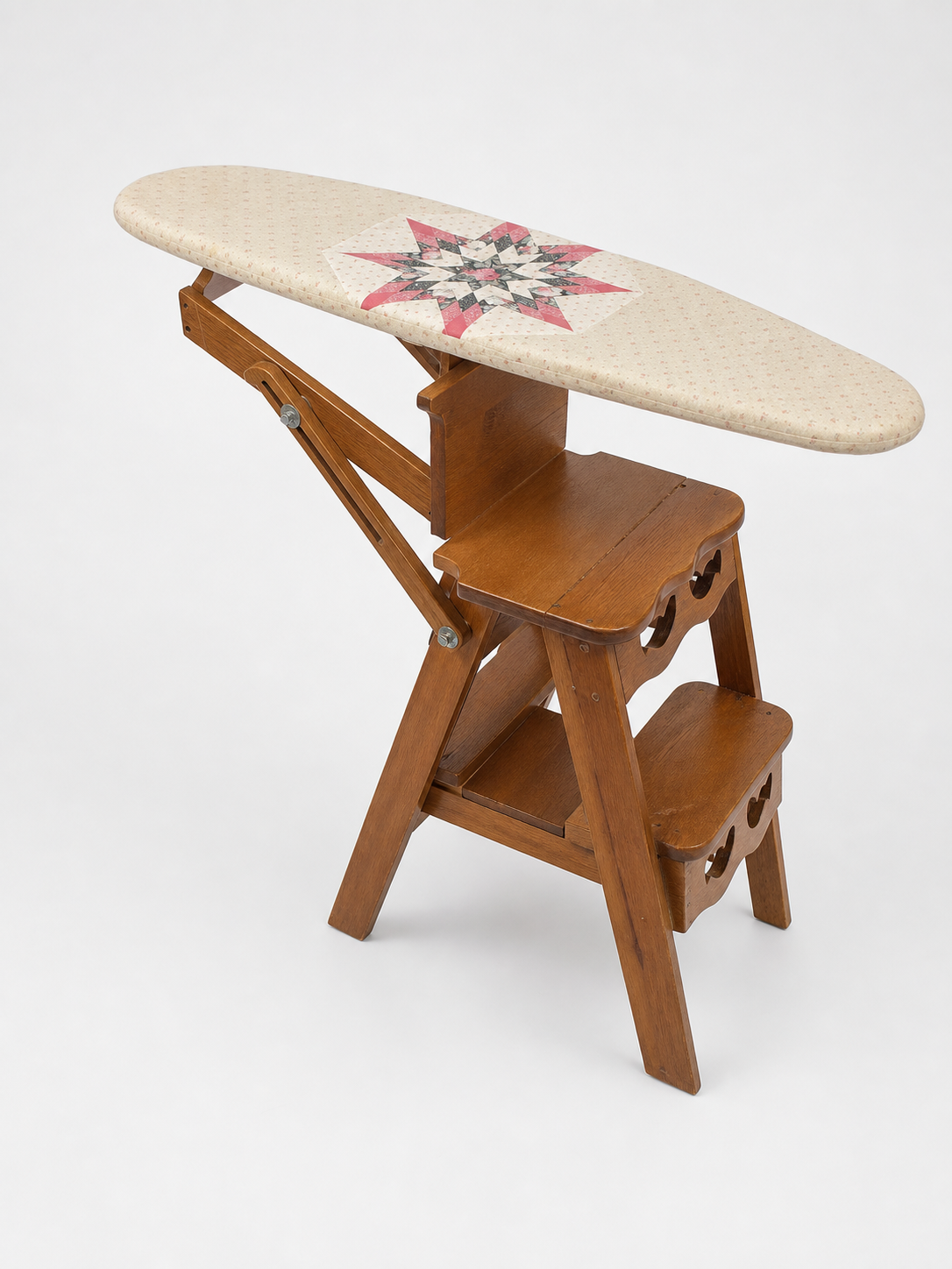 Wooden Folding Ironing Board and Step Stool Combo