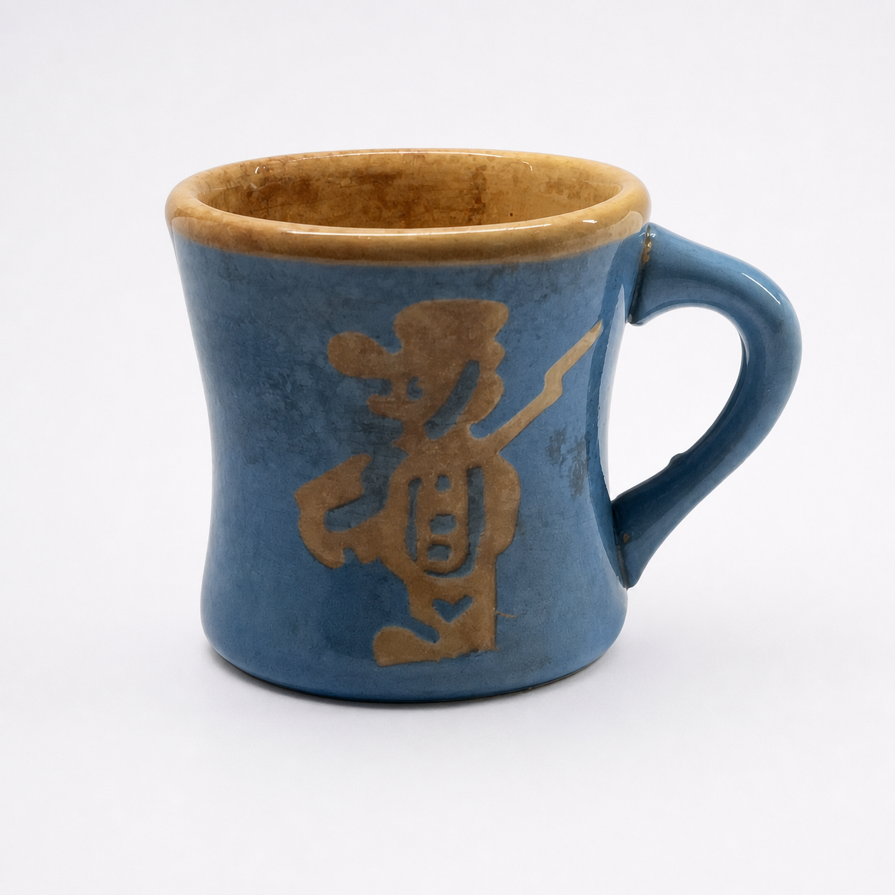 Blue Ceramic Mug with Cartoon Figure Design