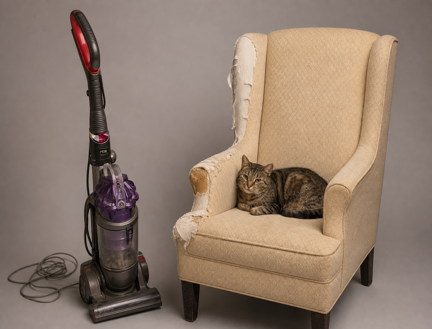 Upright Vacuum Cleaner with Red Handle