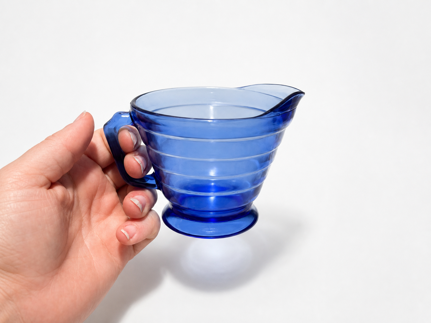 Cobalt Blue Glass Creamer Pitcher
