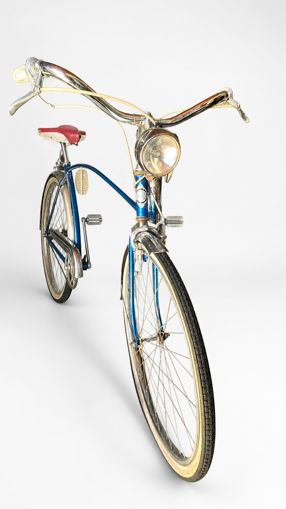 Classic Blue Cruiser Bicycle with Headlight
