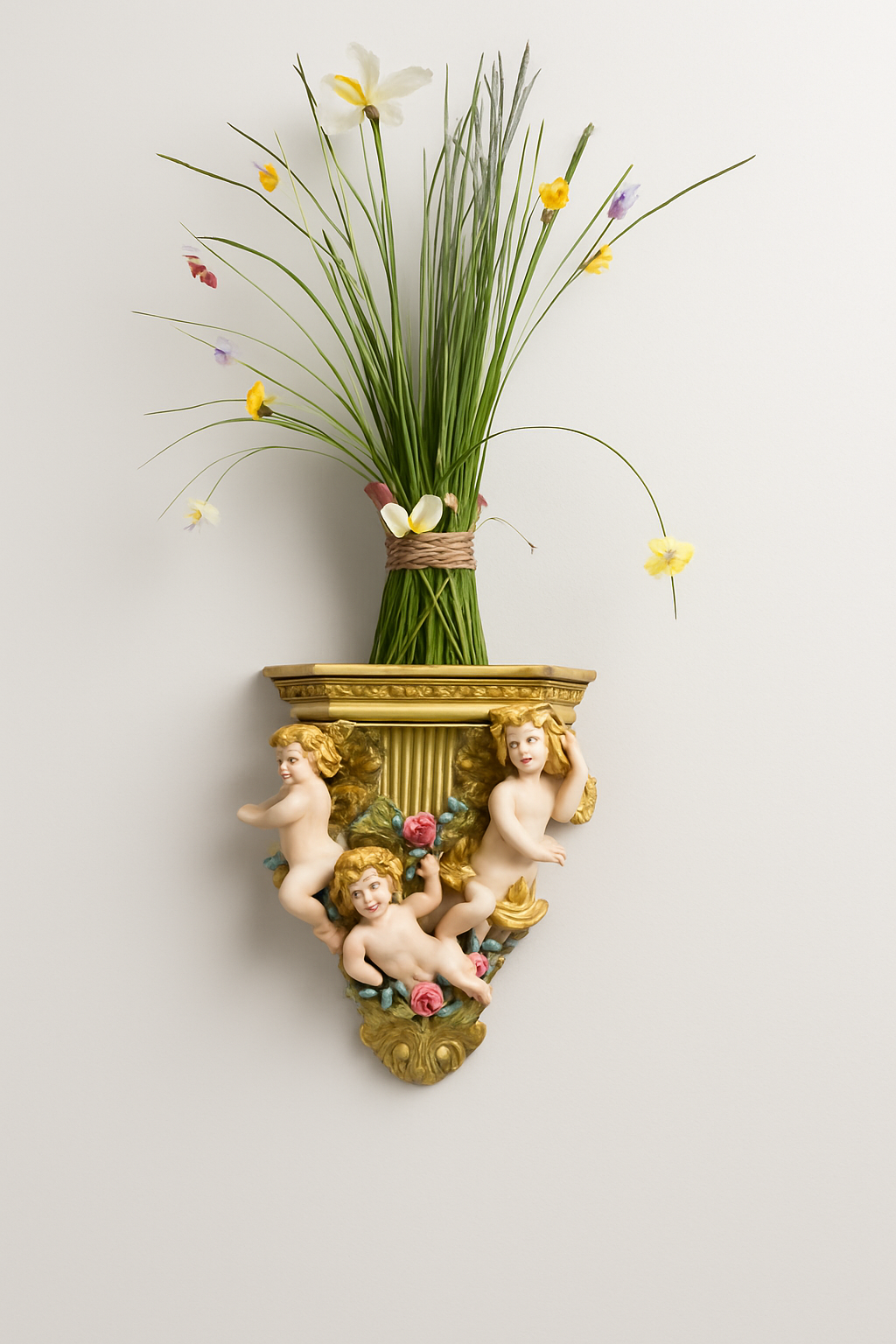 Vintage Wall-Mounted Cherub Vase