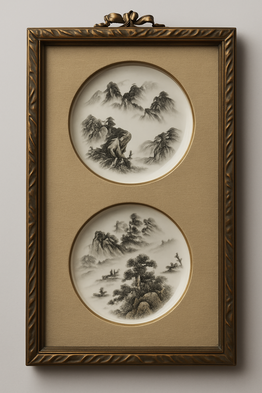 Framed Decorative Porcelain Plates