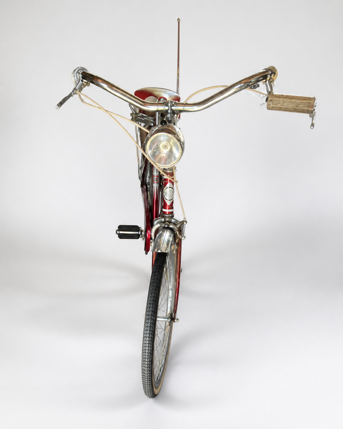 Classic Red Cruiser Bicycle with Headlight