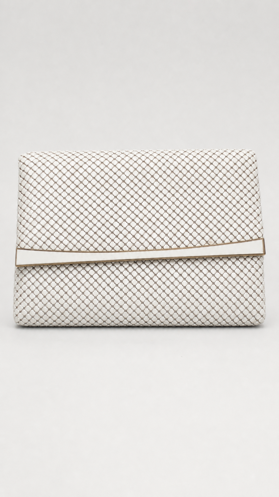 Elegant White Clutch with Geometric Pattern