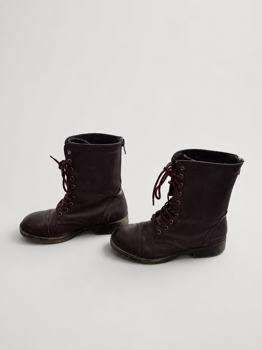 Maavin Mauroon Faux Leather Lace-Up Boots lace zipper back size 7.5