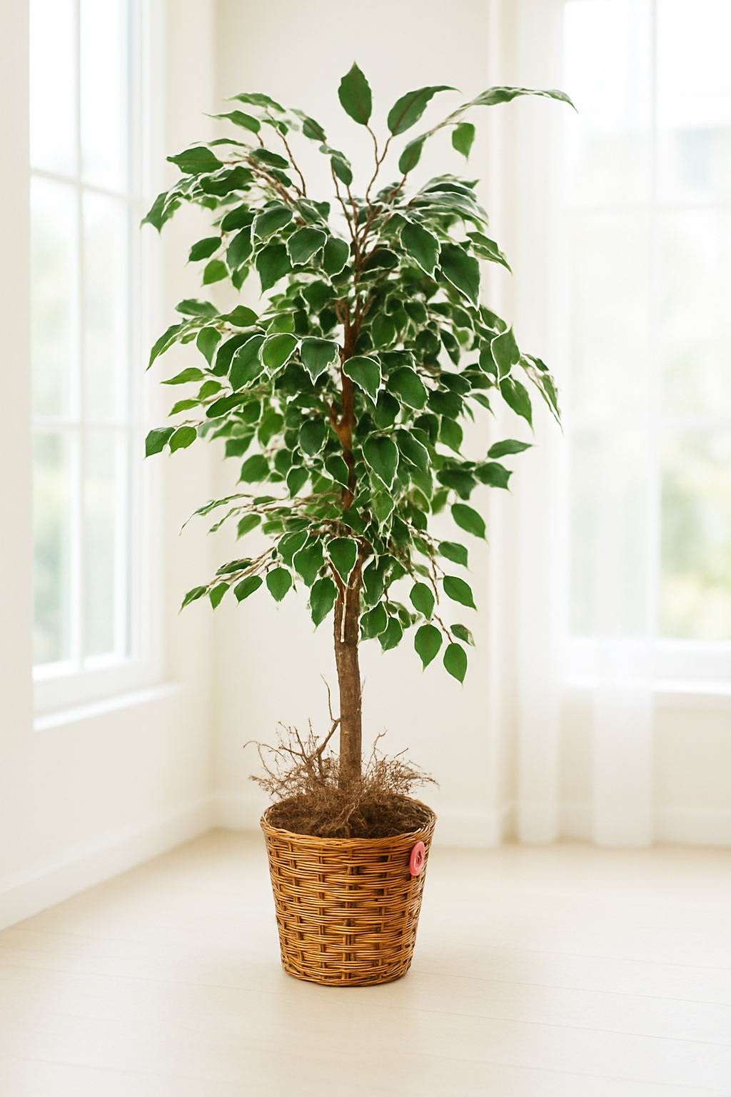 Artificial Ficus Tree in Woven Basket
