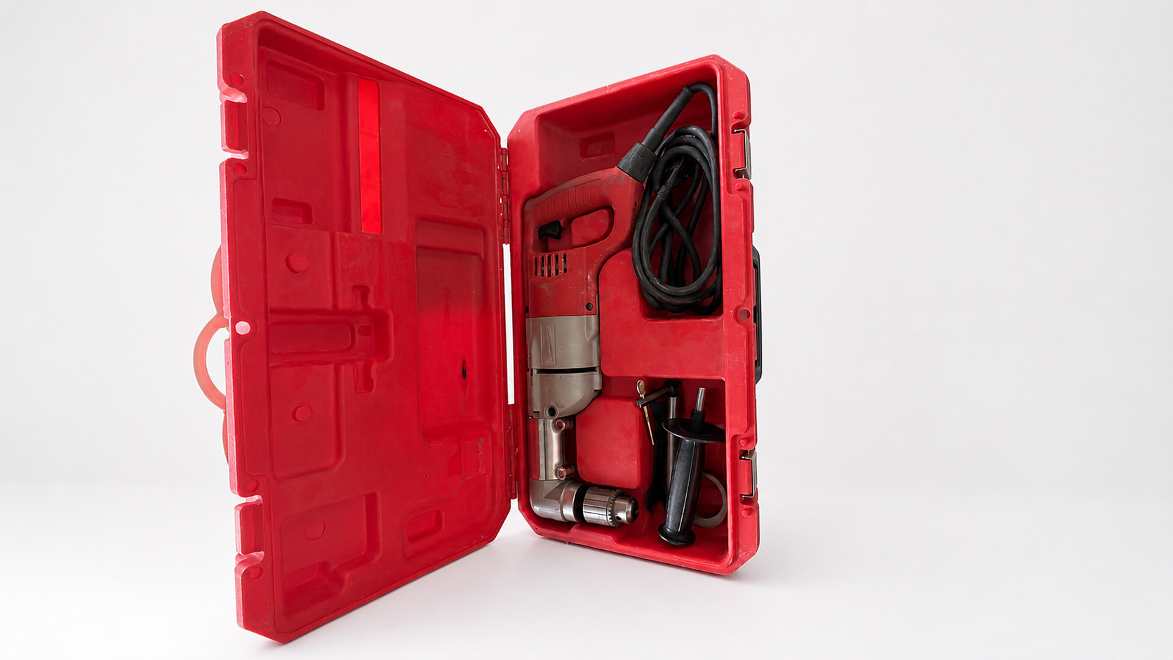 Heavy-Duty Corded Power Drill with Red Carry Case
