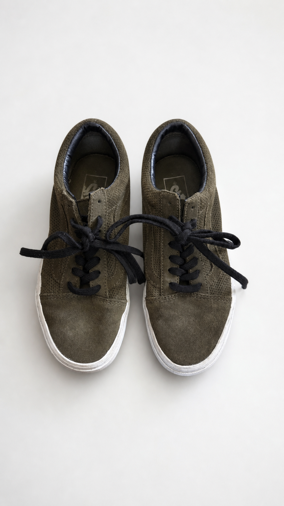 Vans Olive High-Top Sneakers with Suede Finish, size 7