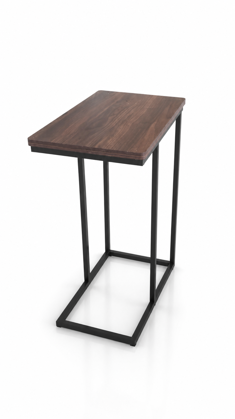 Modern Wood and Metal C-Shaped Side Table