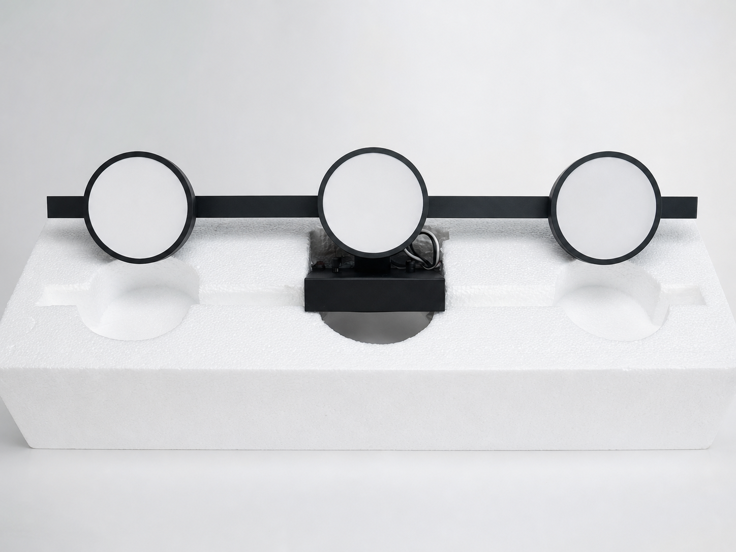 Modern Black Round Wall Sconce with Three Lights