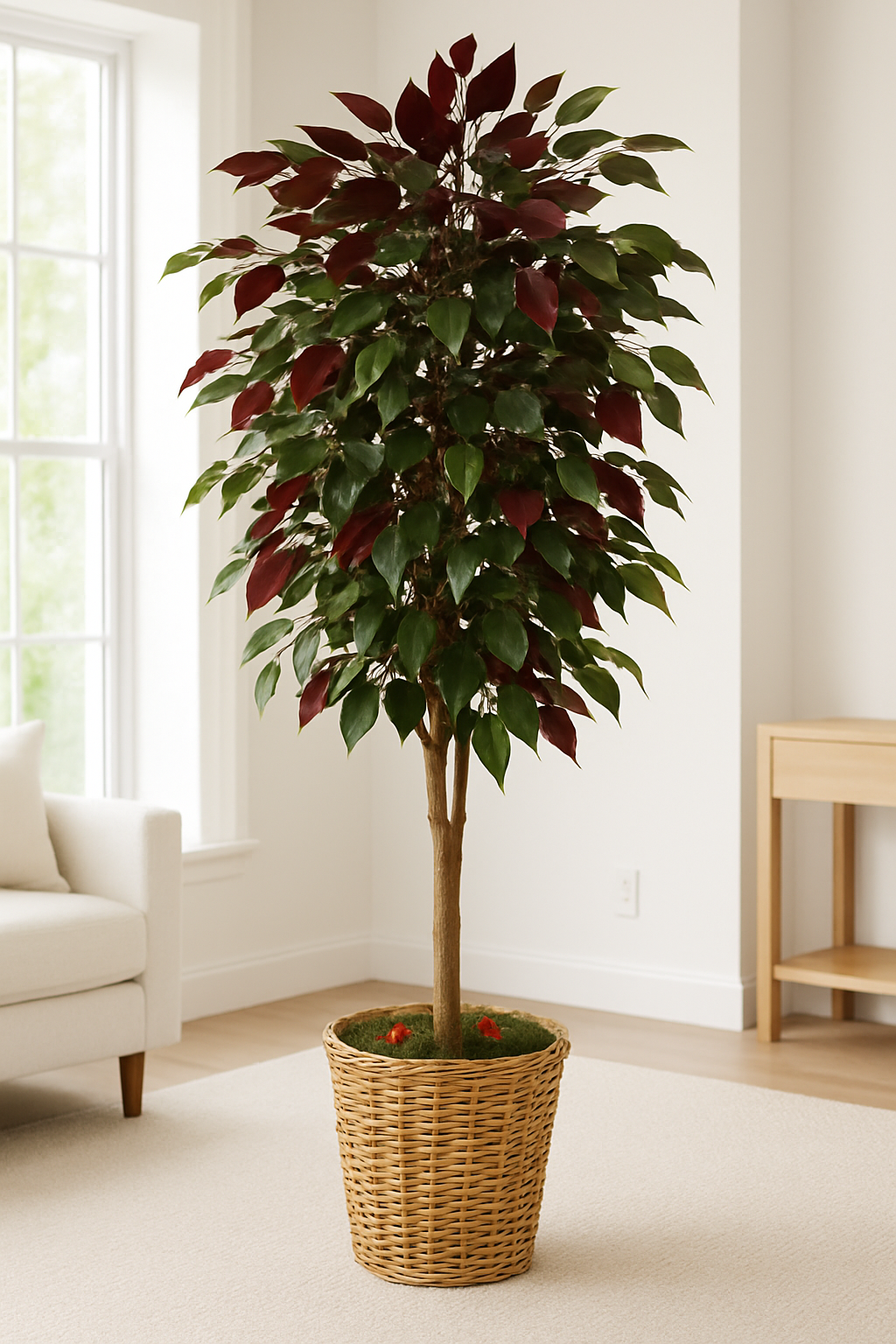 Artificial Tall Ficus Tree in Wicker Basket