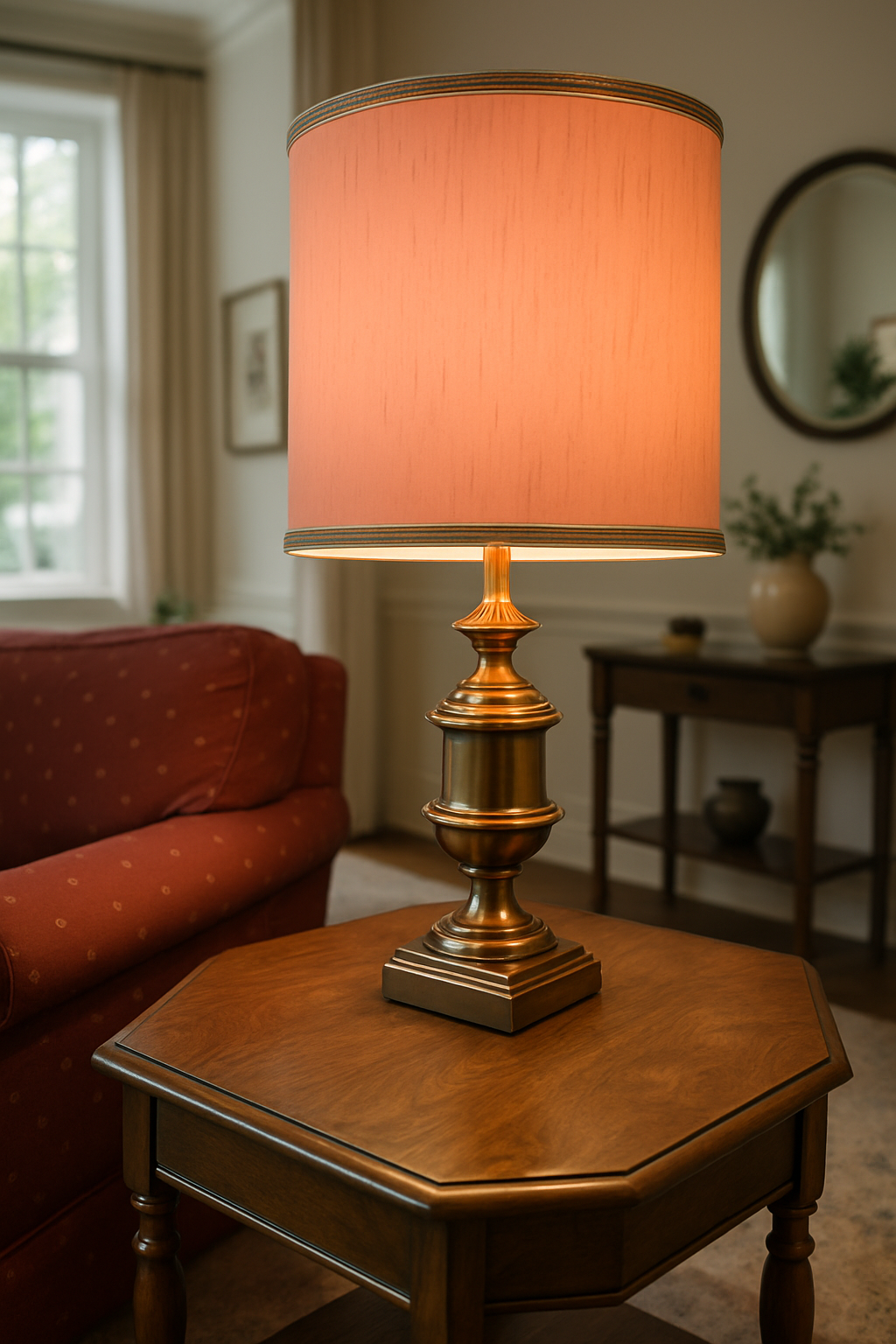 Vintage Brass Table Lamp with Elegant Shade