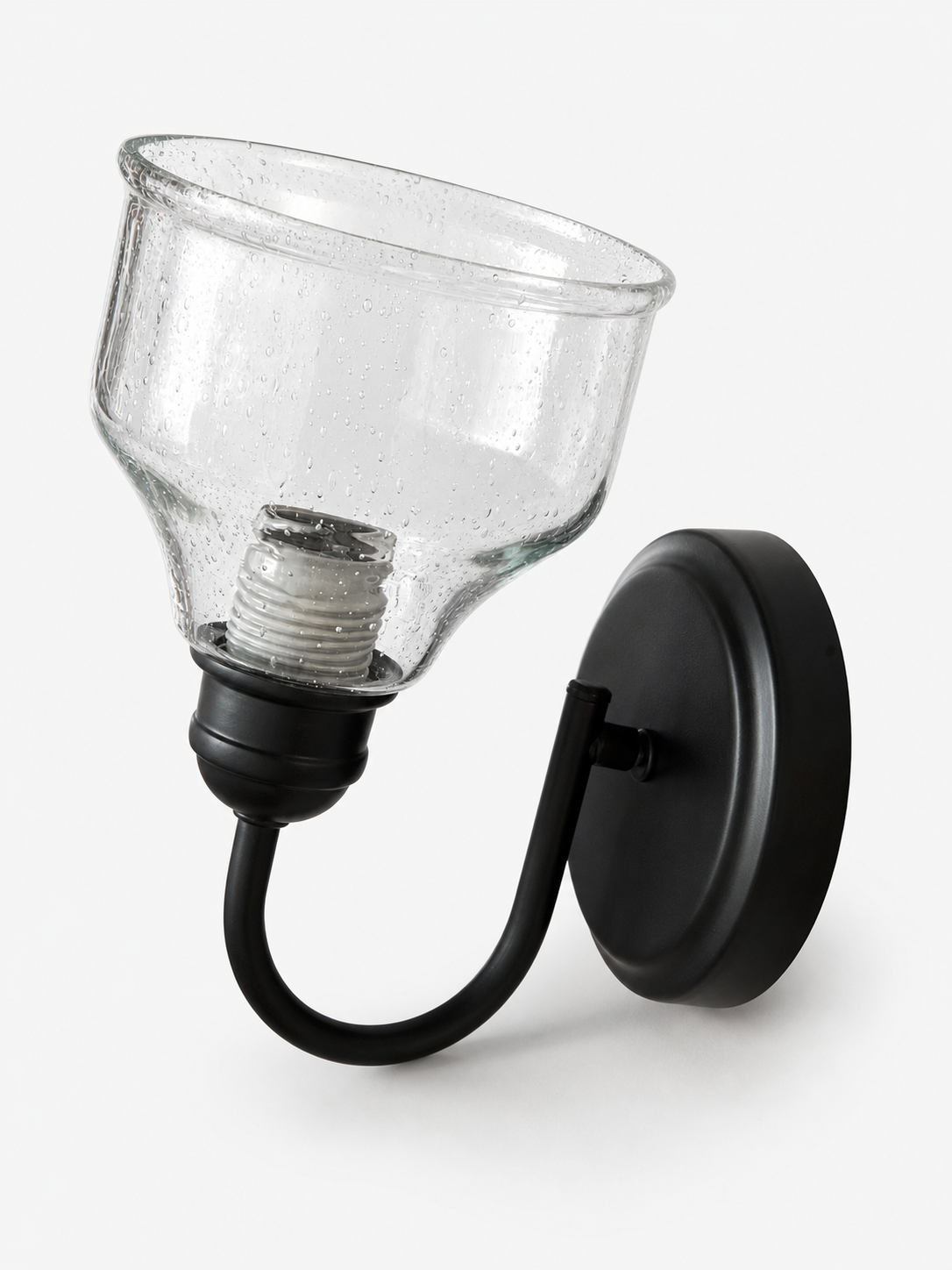 Industrial Wall Sconce with Seeded Glass Shade