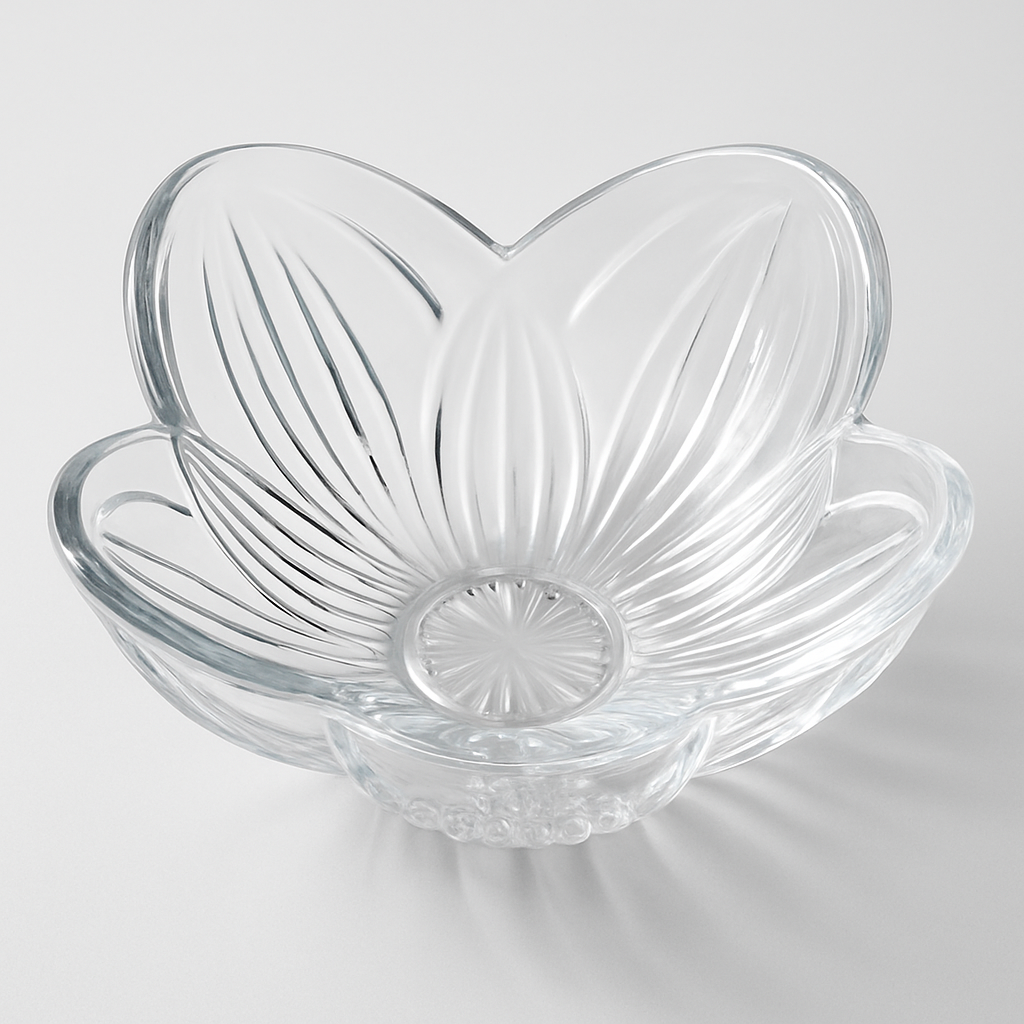 Elegant Glass Flower-Shaped Serving Bowl