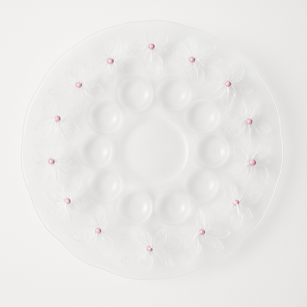 Elegant Glass Platter with Floral Design