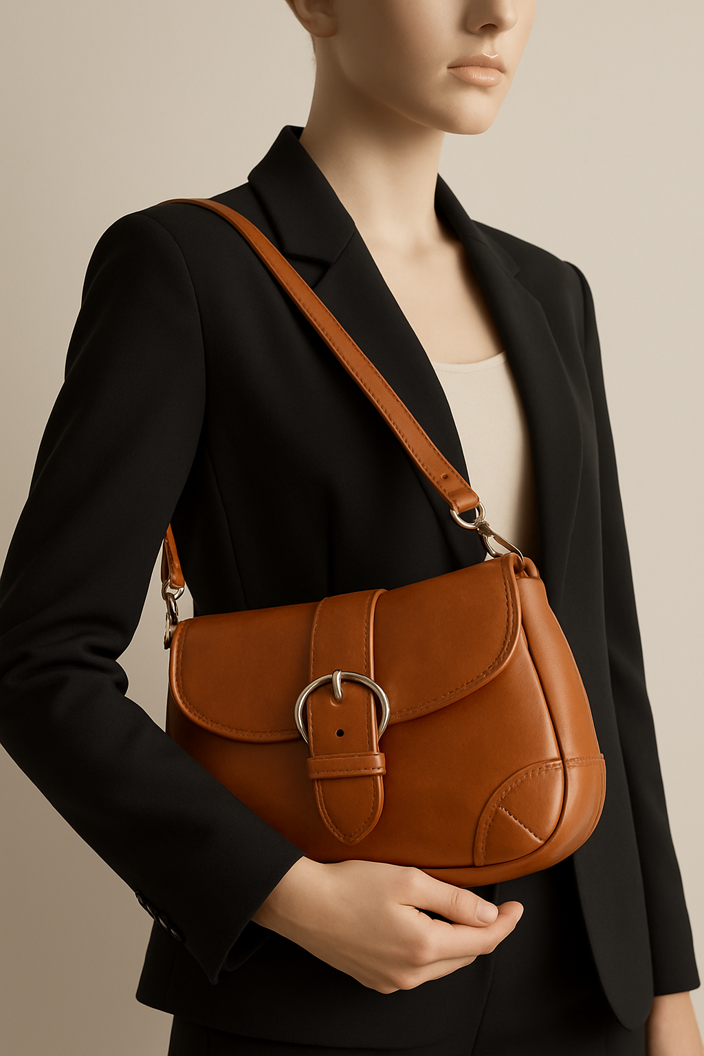 Tan Leather Shoulder Bag