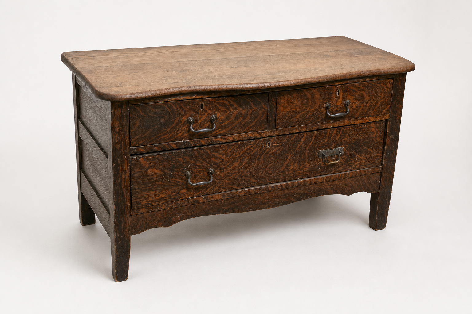 Antique Oak Wooden Dresser with Four Drawers