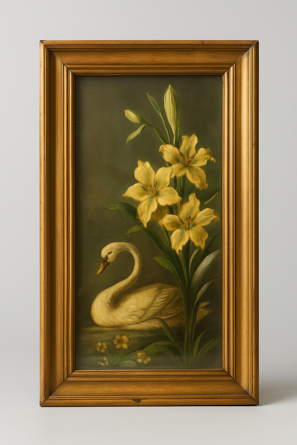 Framed Floral and Swan Artwork