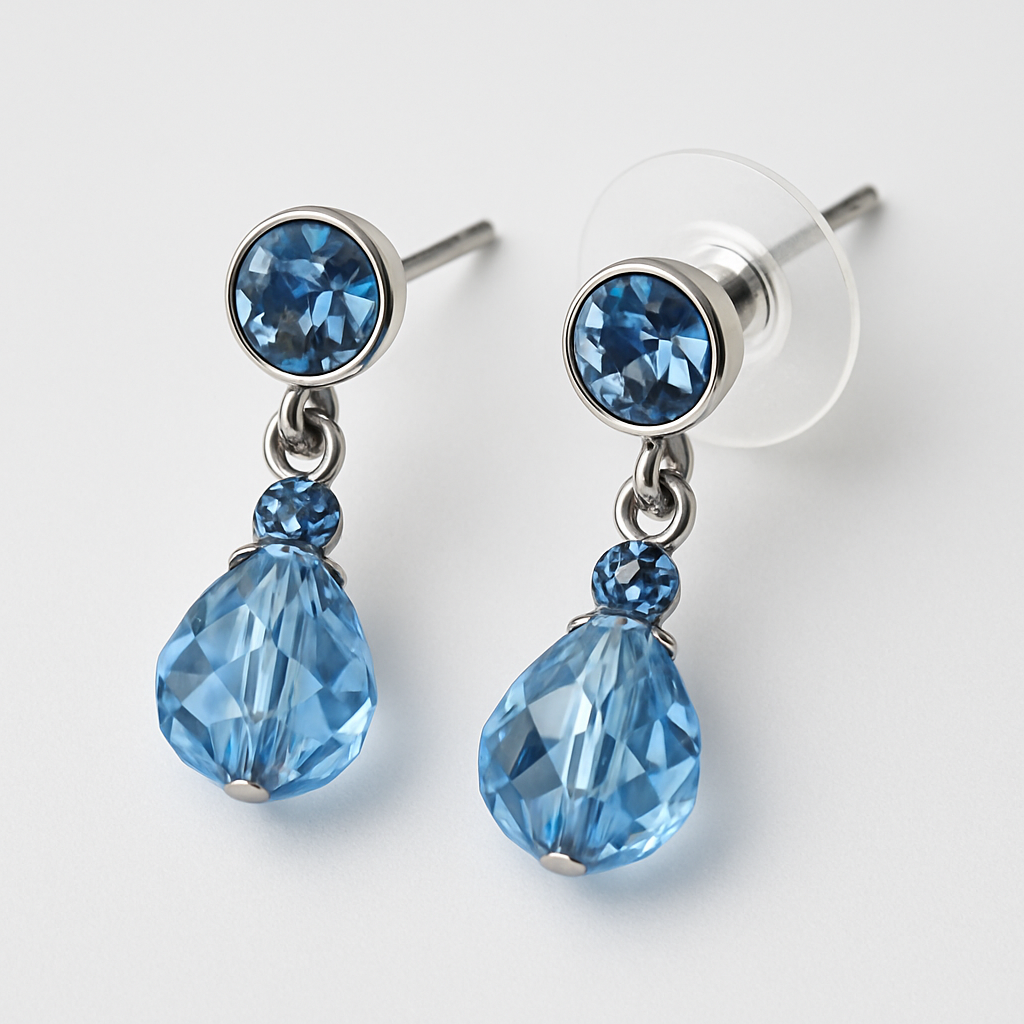 Elegant Blue Crystal Drop Earrings