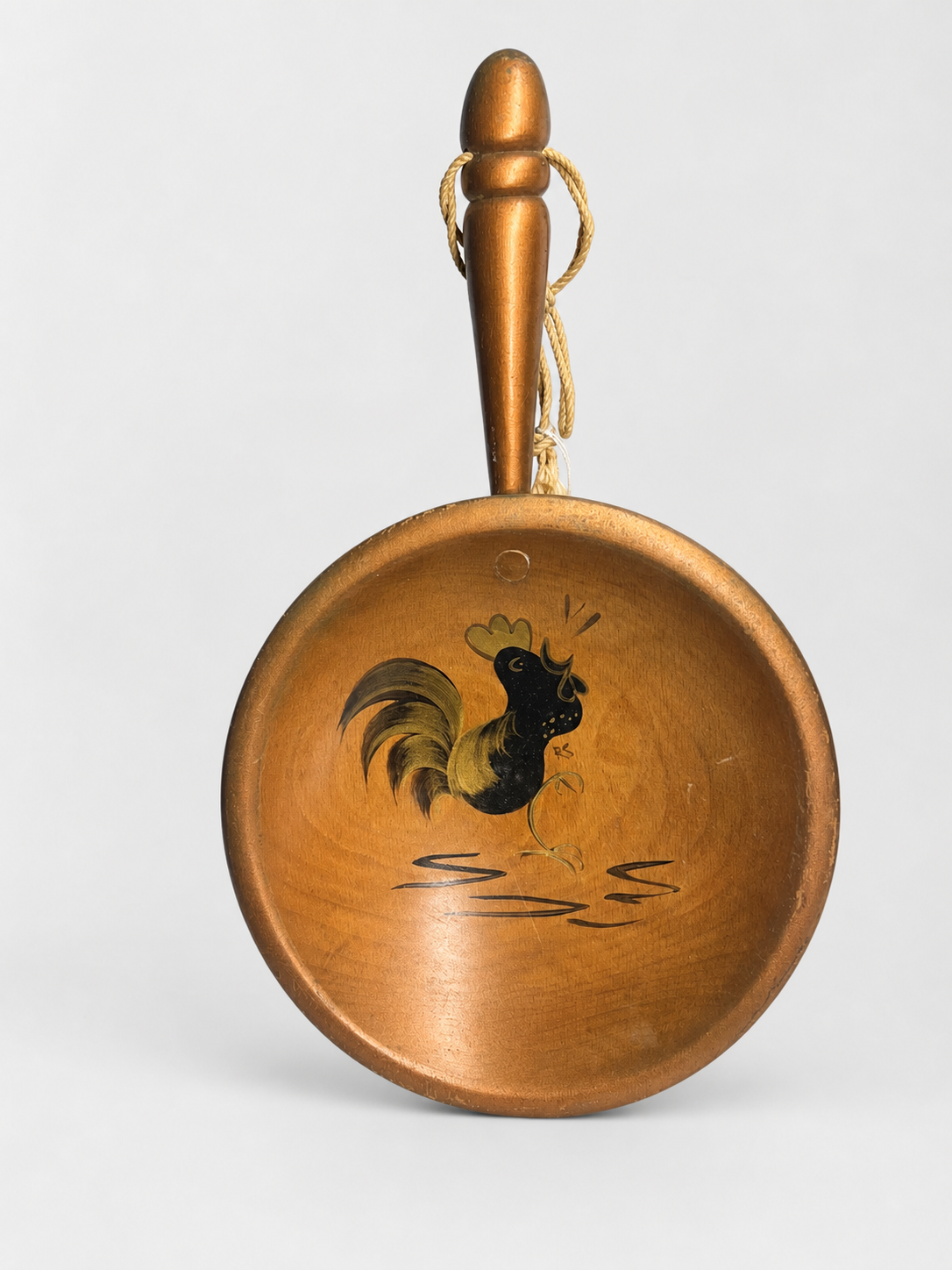 Hand-Painted Rooster Wall Plaque with Rope Detail