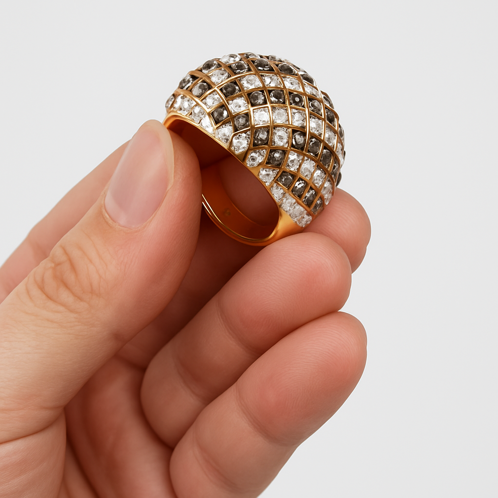 Elegant Dome Statement Ring with Crystals