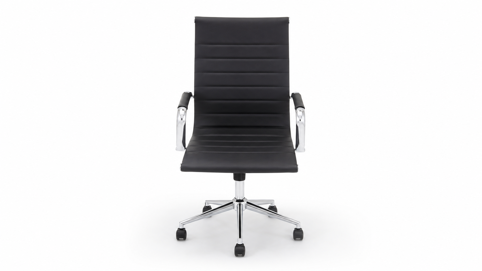 Black Leather Office Chair with Chrome Frame