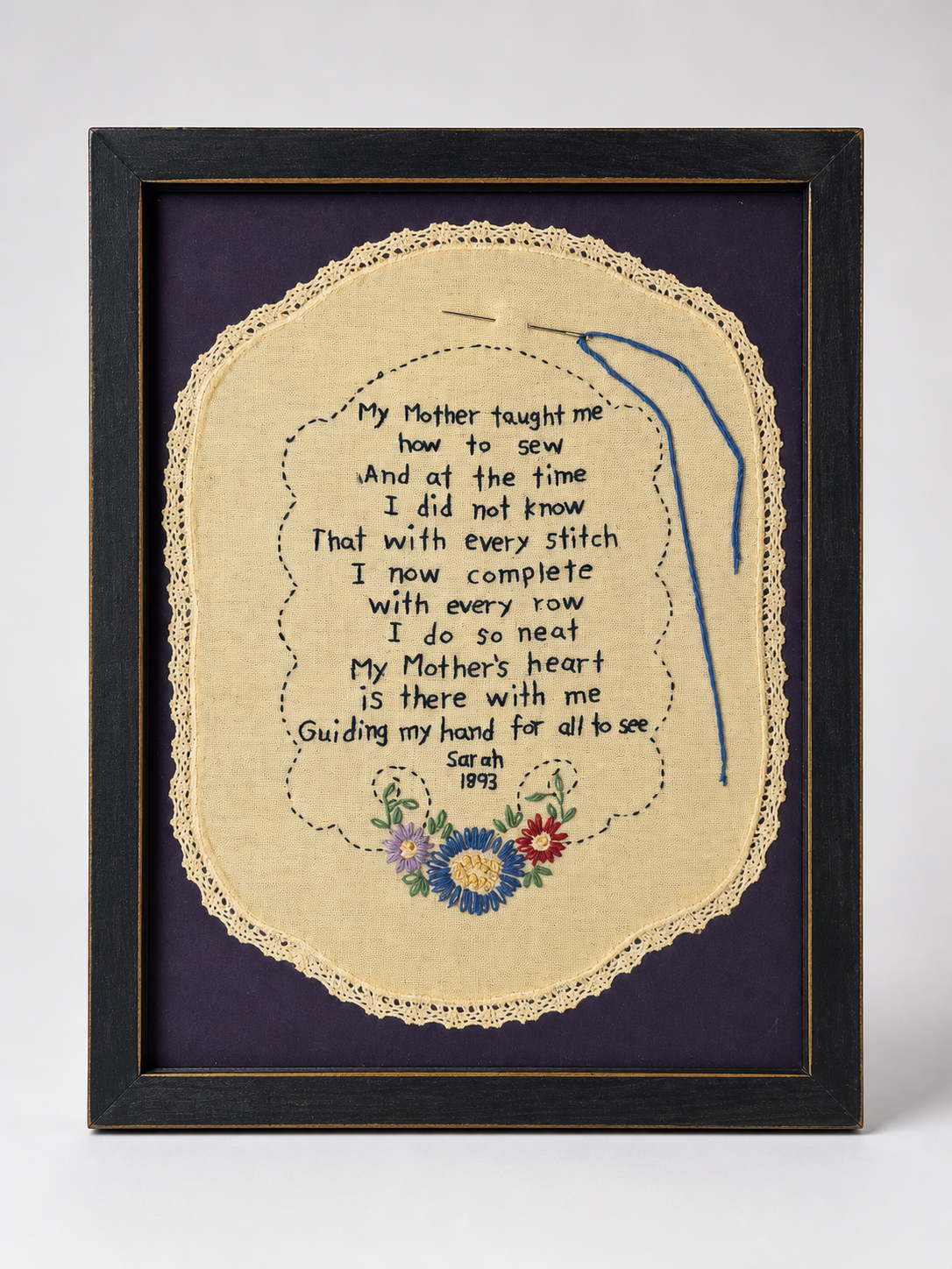 Framed Embroidered Poem Artwork photo