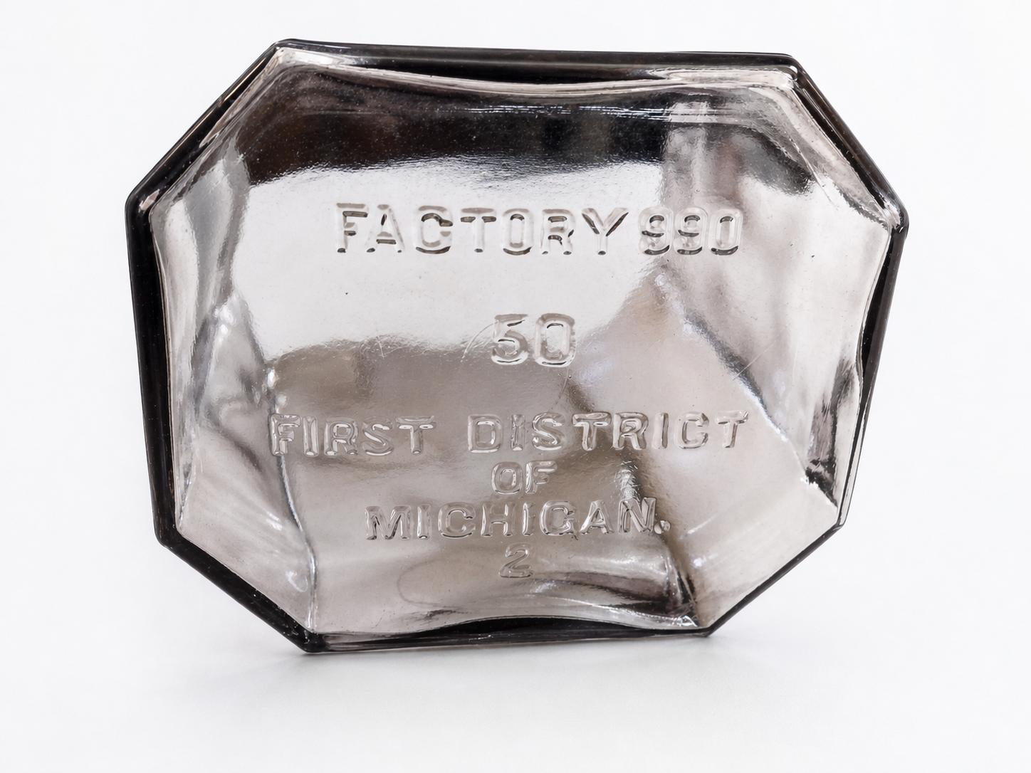 Vintage Octagonal Glass Jar from Michigan