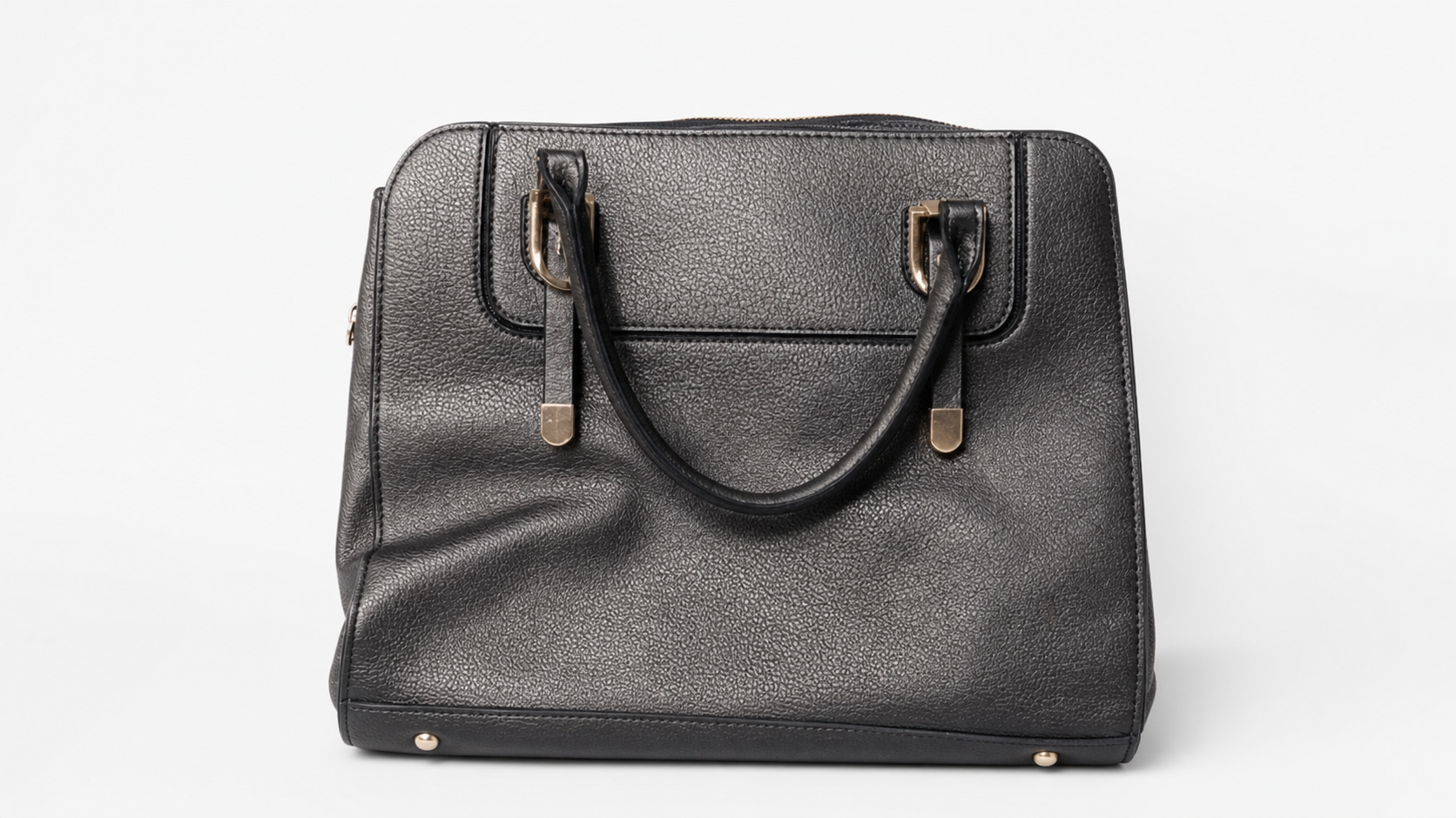 Black Faux Leather Handbag