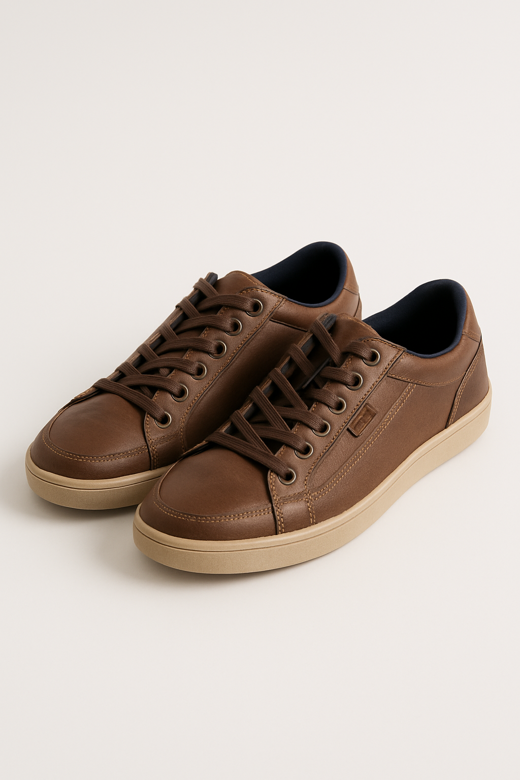 Men's Brown Leather Casual Sneakers
