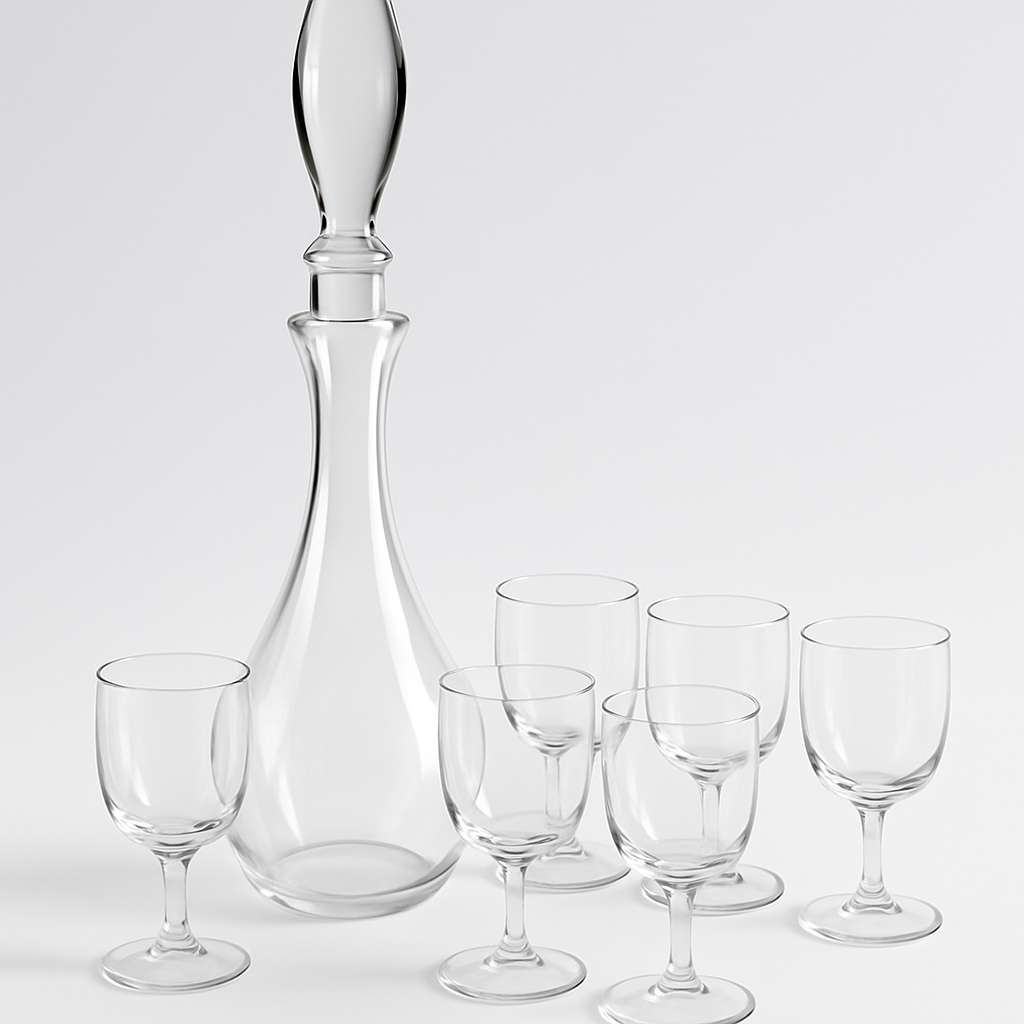 Crystal Decanter and Wine Glass Set