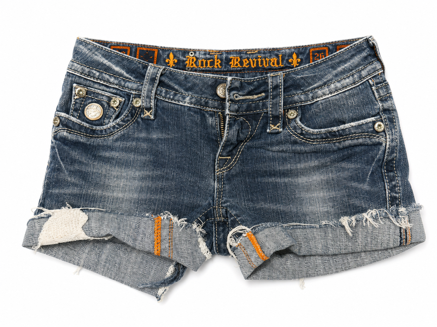 Rock Revival Denim Shorts - Distressed Style, Size 26