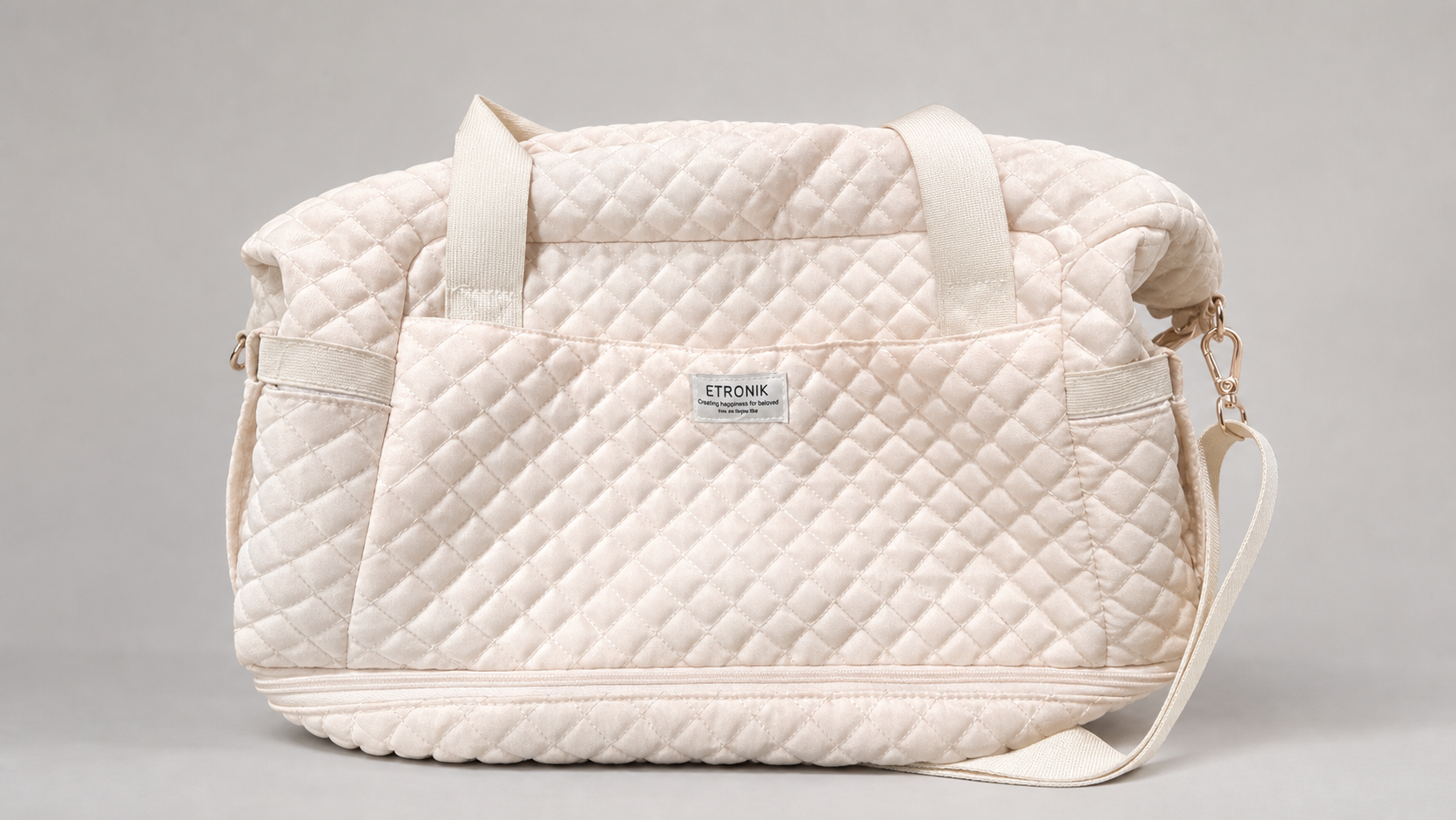 Etronik Quilted Duffle Bag with Shoulder Strap