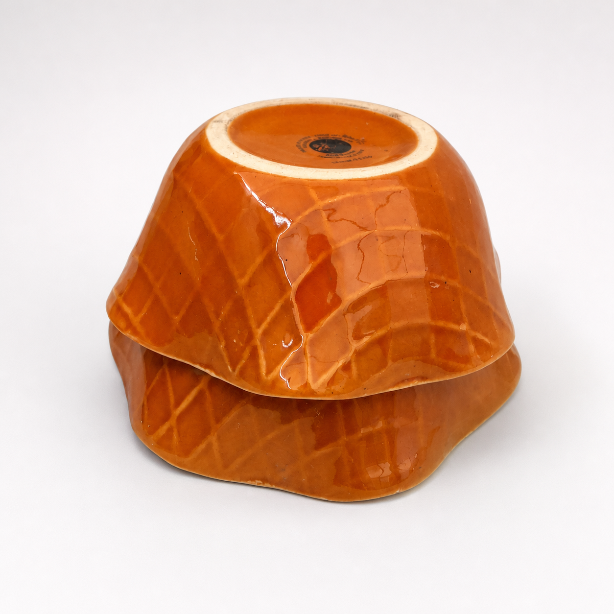 Orange Glazed Ceramic Bowls Set