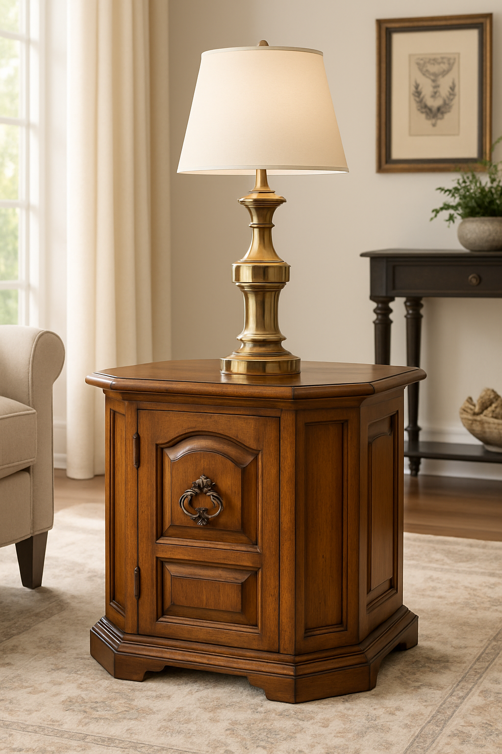 Solid Wood Vintage End Table