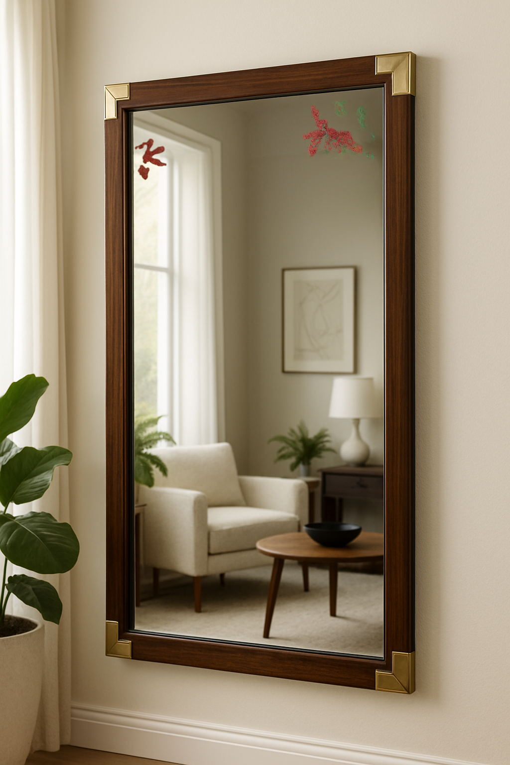 Wall Mirror with Wooden Frame