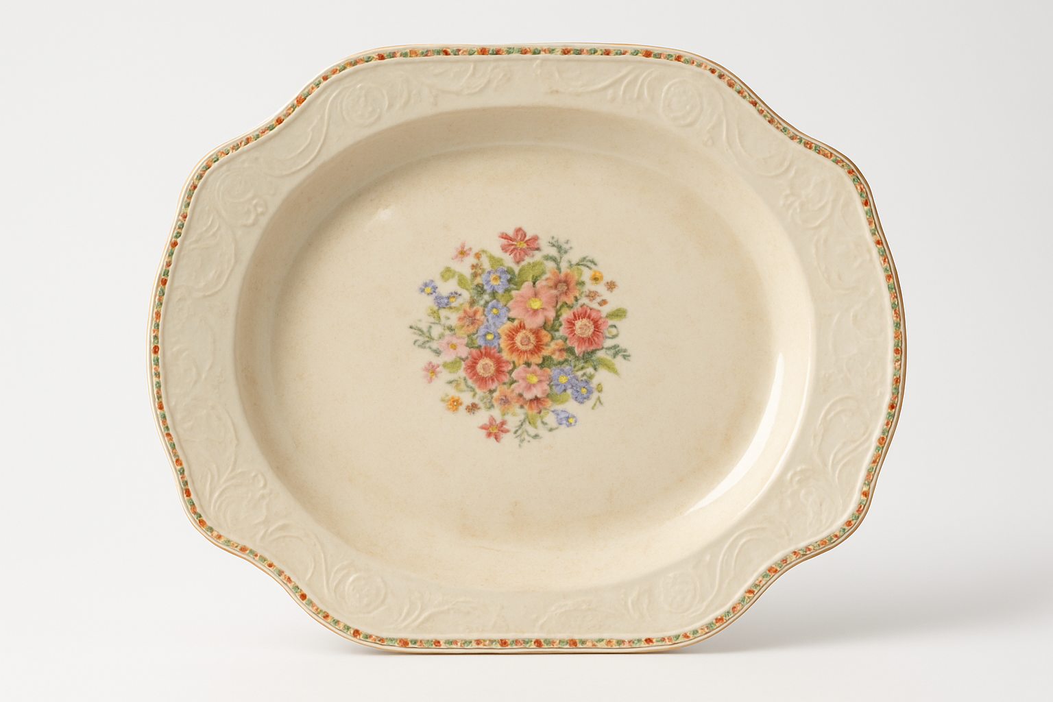 Vintage Floral Porcelain Platter