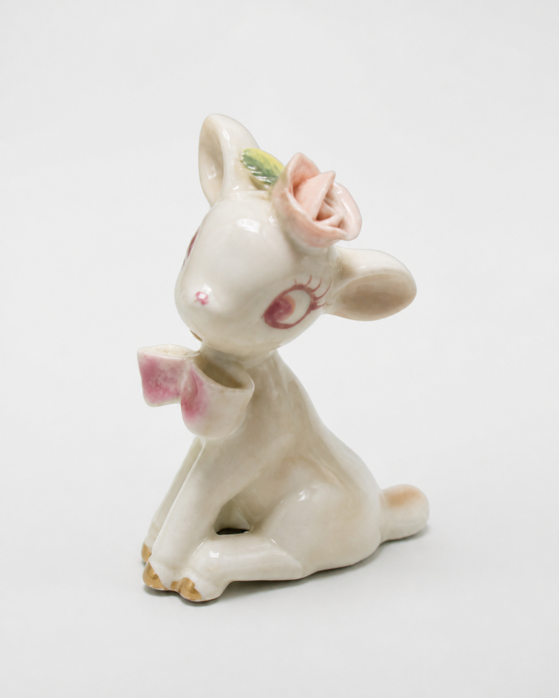 Porcelain Rabbit Figurine with Floral Details