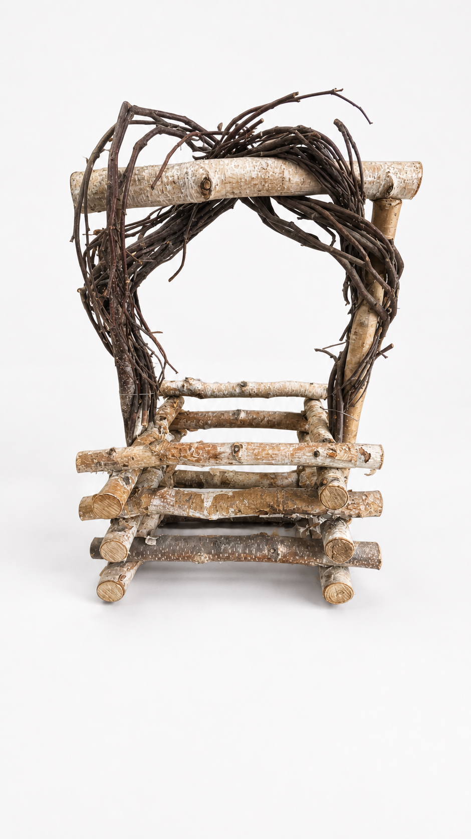 Rustic Wood and Vine Wreath Chair