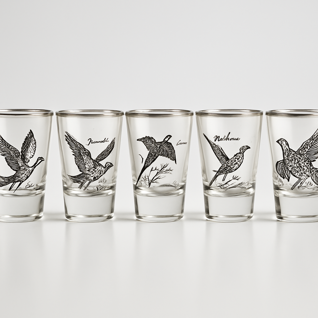Vintage Wildlife Themed Shot Glass Set