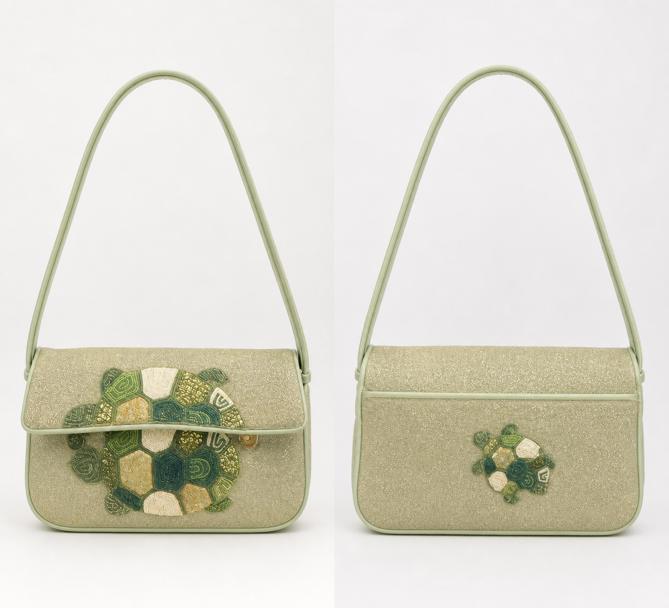 Handcrafted Embroidered Green Shoulder Bag