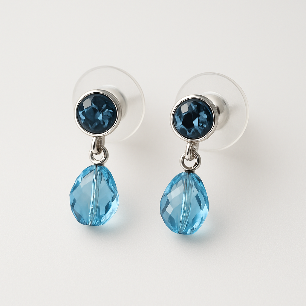 Elegant Blue Crystal Drop Earrings