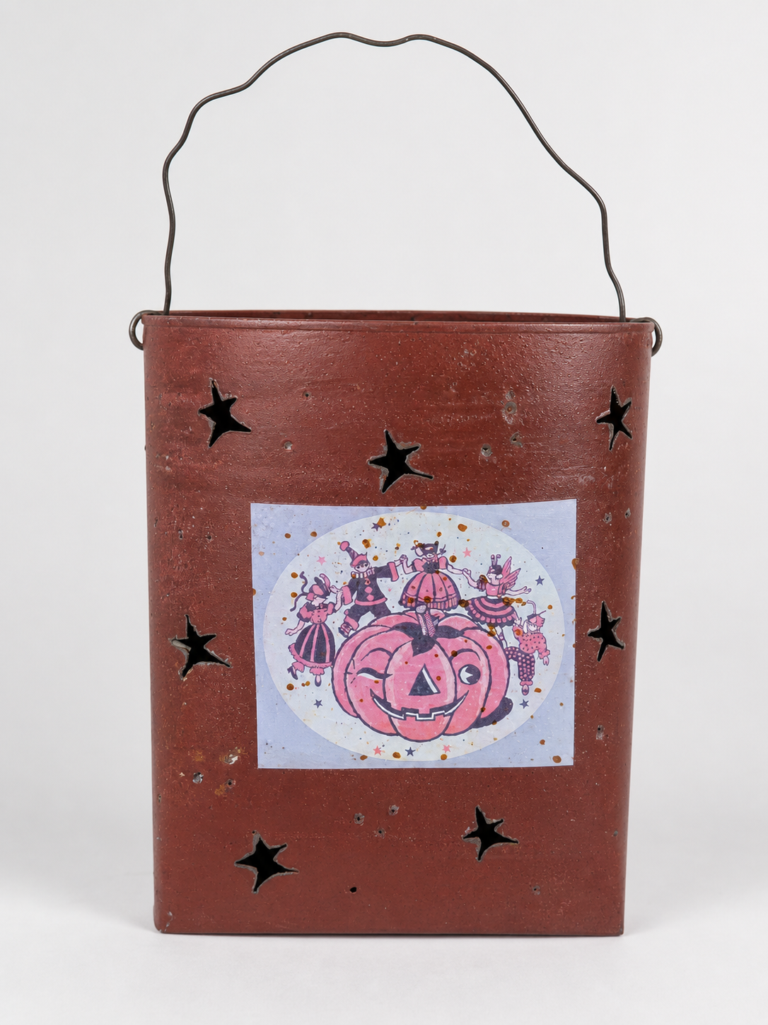Tin Halloween Lantern with Star Cutouts