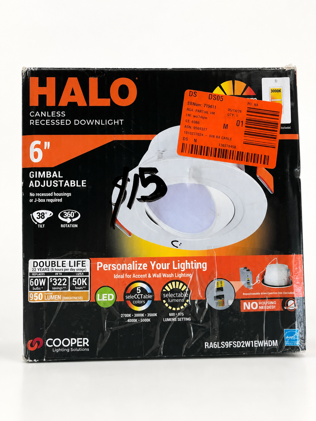 6-inch Halo Canless Recessed Downlight