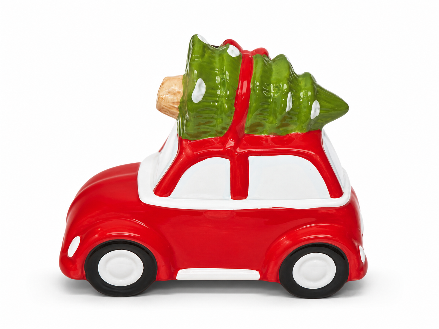 Ceramic Red Car with Christmas Tree Decor
