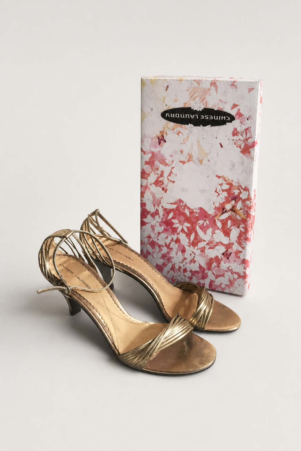 Chinese Laundry Gold Strappy Heels