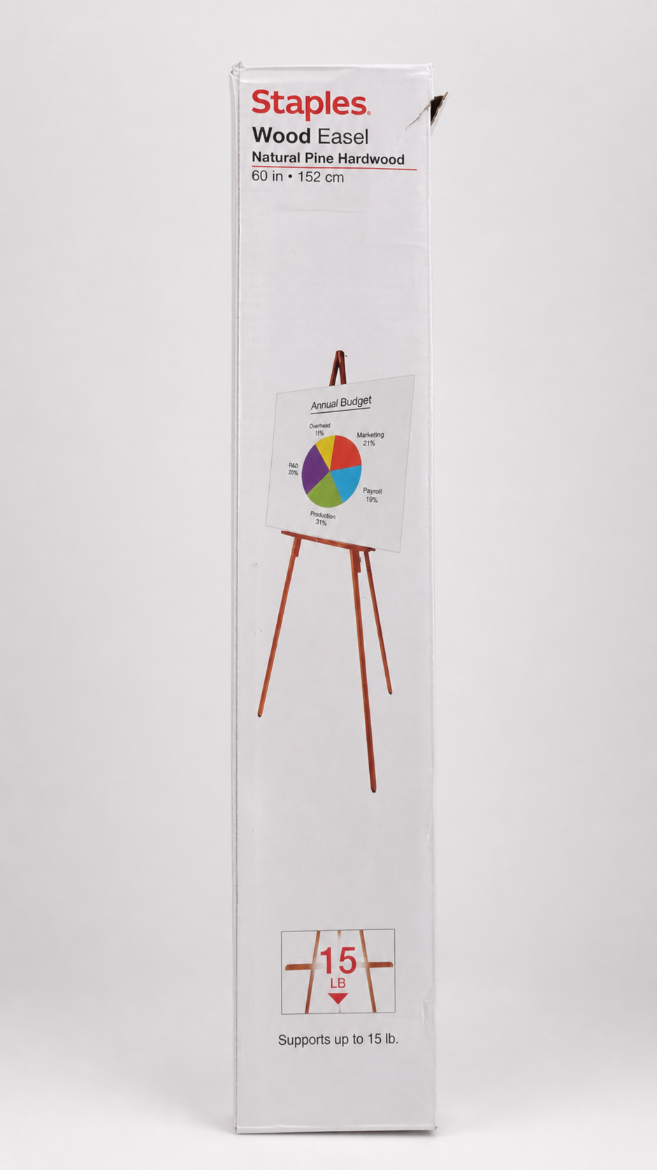 Staples 60-Inch Natural Pine Hardwood Easel