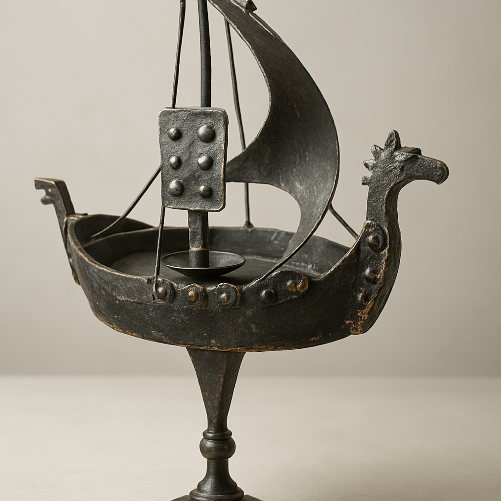Vintage Cast Iron Viking Ship Ash Stand
